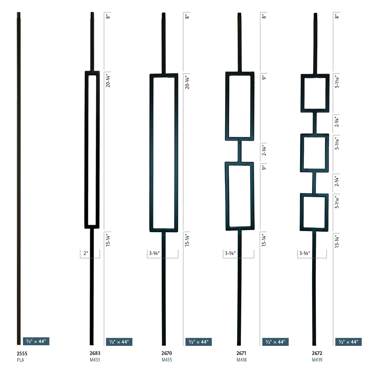 M435 2670 Square Panel Iron Baluster
