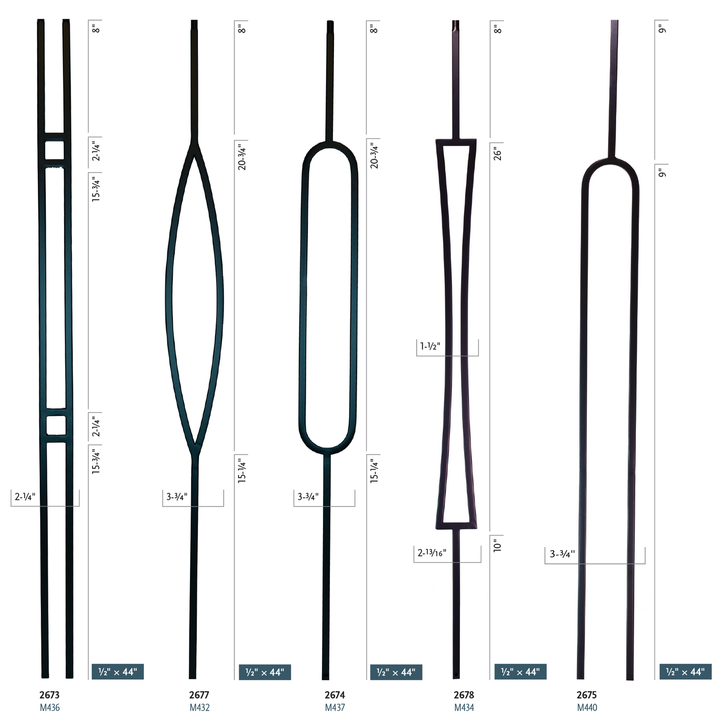 M440 2675 Split Oval Iron Baluster