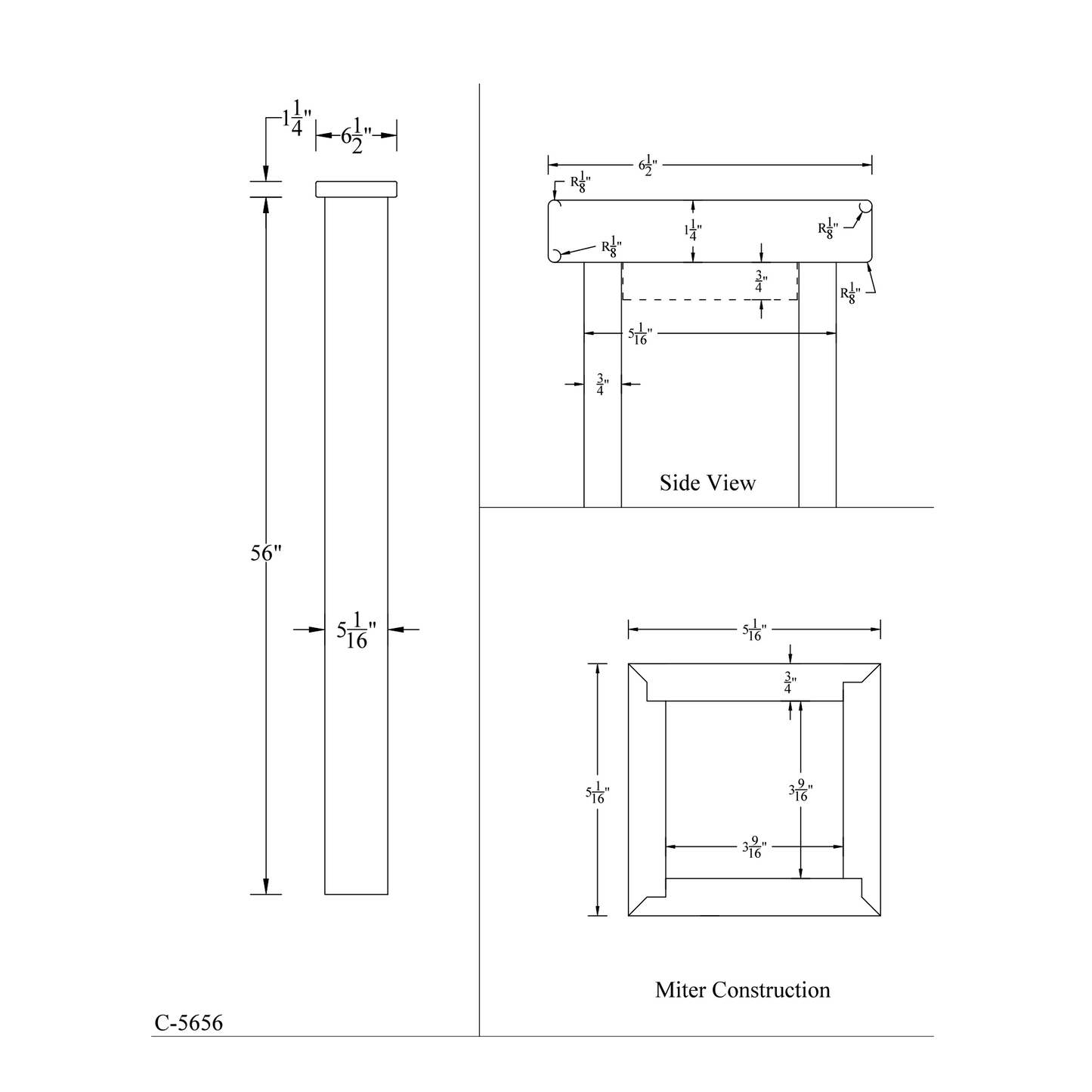 C-5656 Craftsman Box Newel with cap